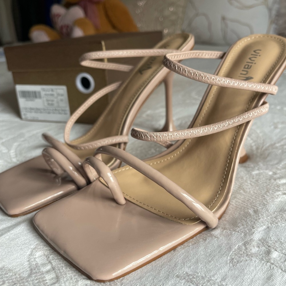 New! Vivianly Square Toe Slip-on Mules Sandals Heels/Dress Summer Heels